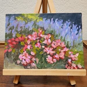 Small Oil Painting of Red Weigela